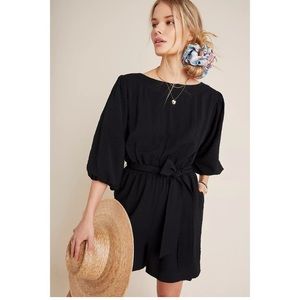 NWOT Anthropologie Black Francesca Balloon-Sleeved Romper